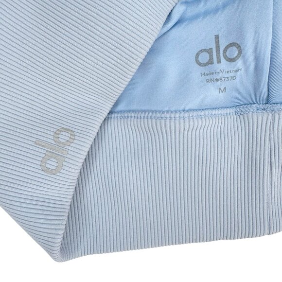 Alo Yoga Ribbed V-Neck Emulate Sports Bra in Light Blue - Picture 6 of 7